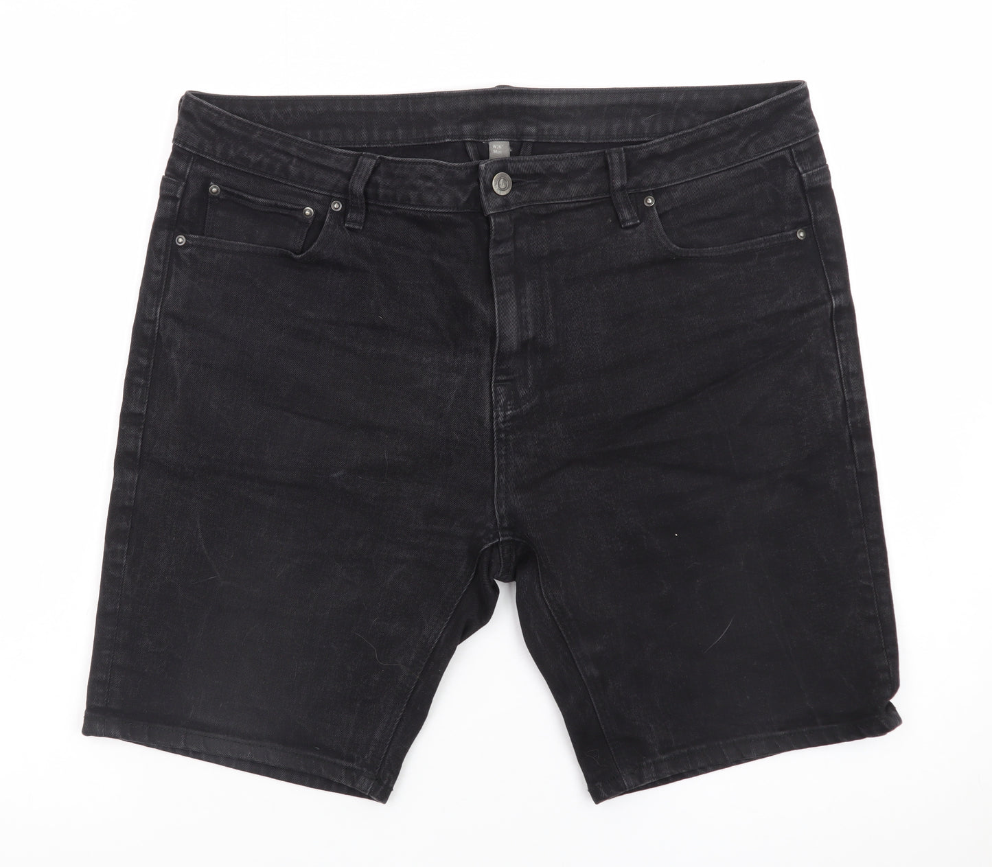 ASOS Women’s Black Denim Shorts Size 36 Mid Rise Cotton Blend