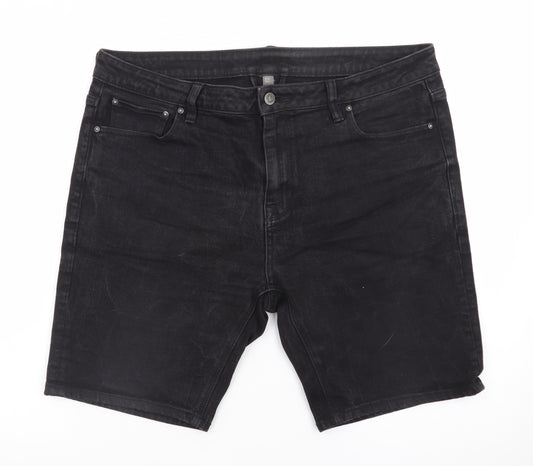 ASOS Women’s Black Denim Shorts Size 36 Mid Rise Cotton Blend