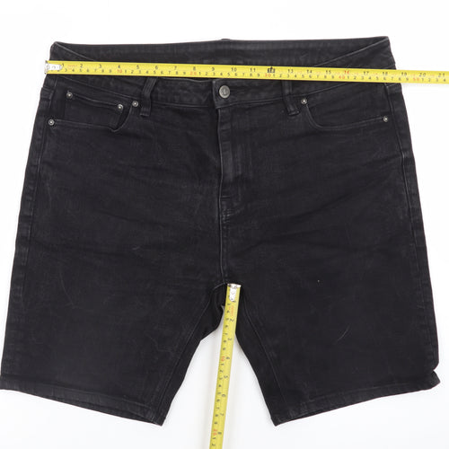 ASOS Women’s Black Denim Shorts Size 36 Mid Rise Cotton Blend