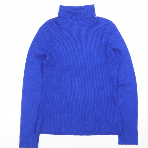 Togo Womens Blue Roll Neck Long Sleeve Pullover Jumper Size L