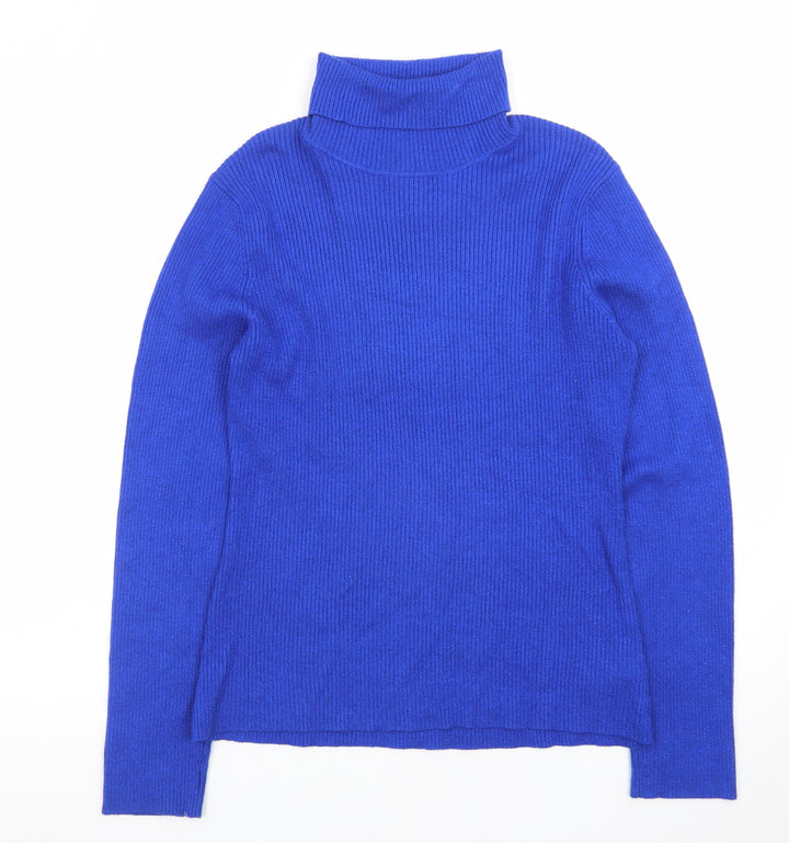 Togo Womens Blue Roll Neck Long Sleeve Pullover Jumper Size L