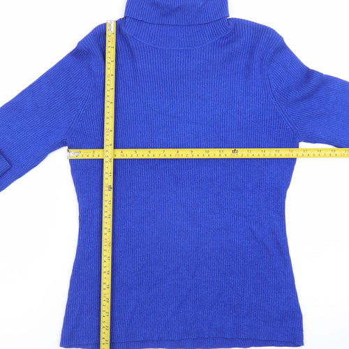 Togo Womens Blue Roll Neck Long Sleeve Pullover Jumper Size L