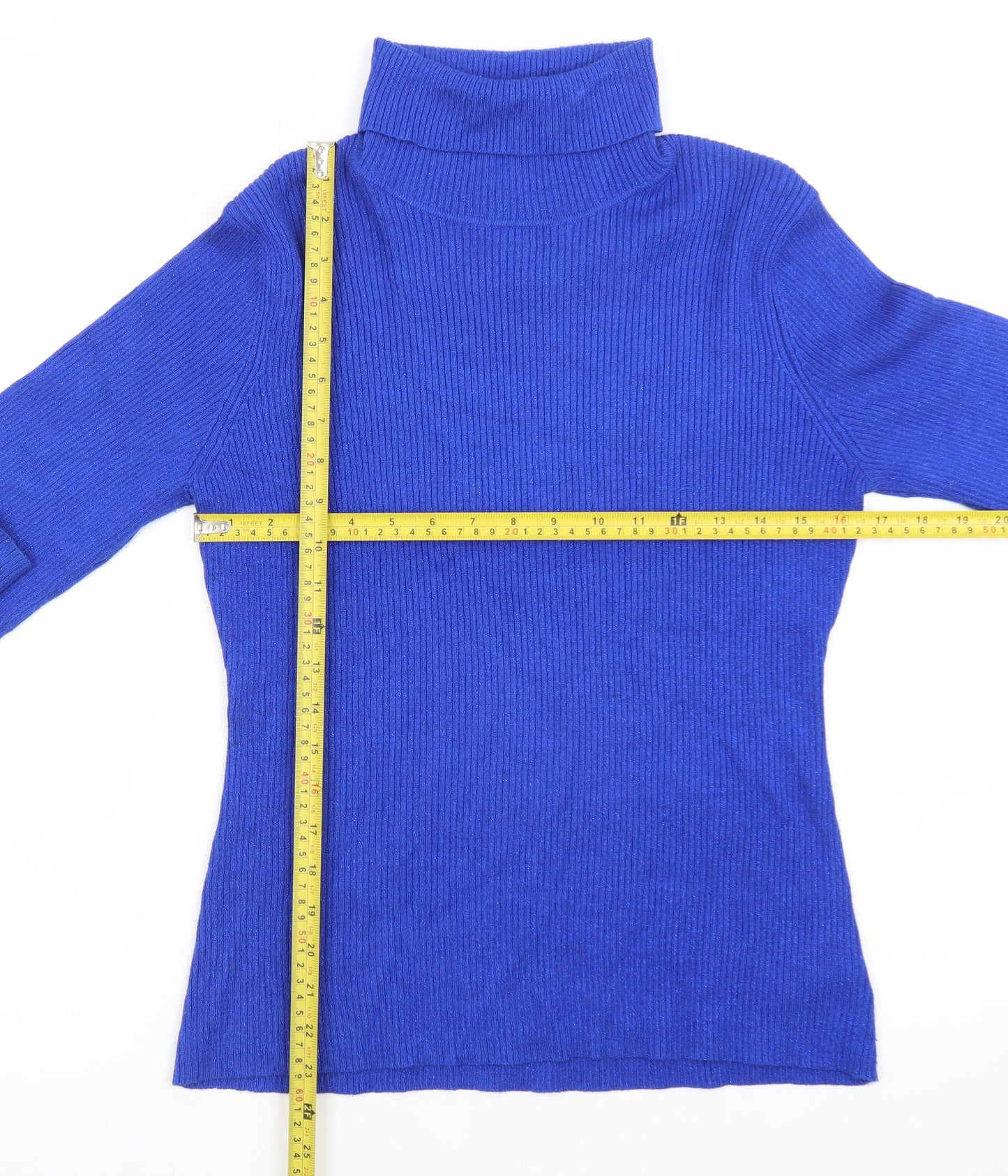 Togo Womens Blue Roll Neck Long Sleeve Pullover Jumper Size L
