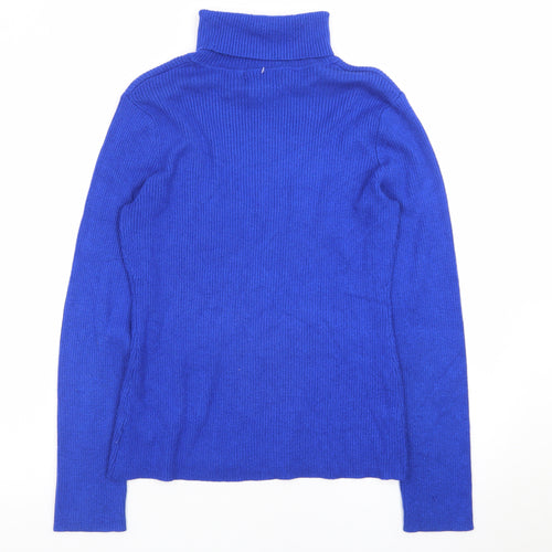 Togo Womens Blue Roll Neck Long Sleeve Pullover Jumper Size L