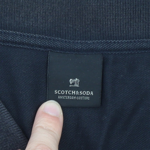 Scotch & Soda Men's Black XL Cotton Short Sleeve Polo Shirt