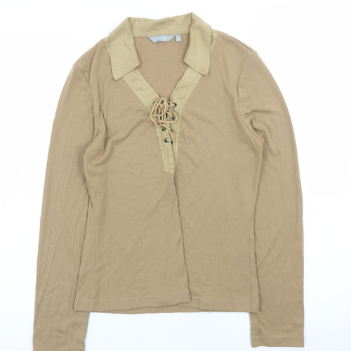 Marks and Spencer Per Una Women's Beige Lace Up Tunic Blouse Size 12