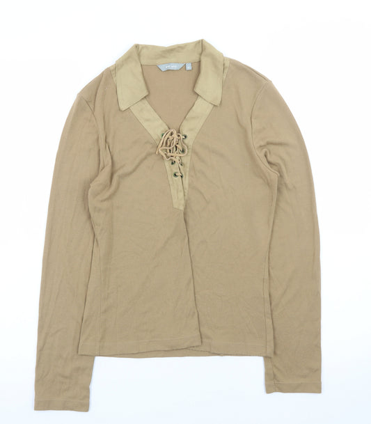 Marks and Spencer Per Una Women's Beige Lace Up Tunic Blouse Size 12