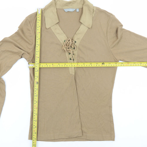 Marks and Spencer Per Una Women's Beige Lace Up Tunic Blouse Size 12