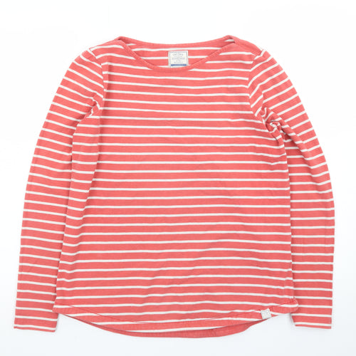 Fat Face Women Pink Striped Long Sleeve Cotton Breton T-Shirt UK 12