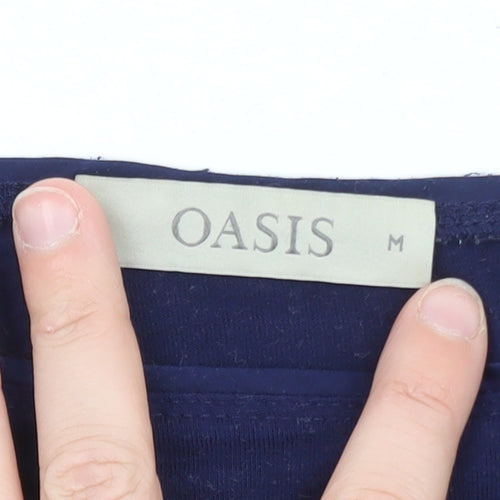 Oasis Women's Blue White Striped Boat Neck Long Sleeve Top M