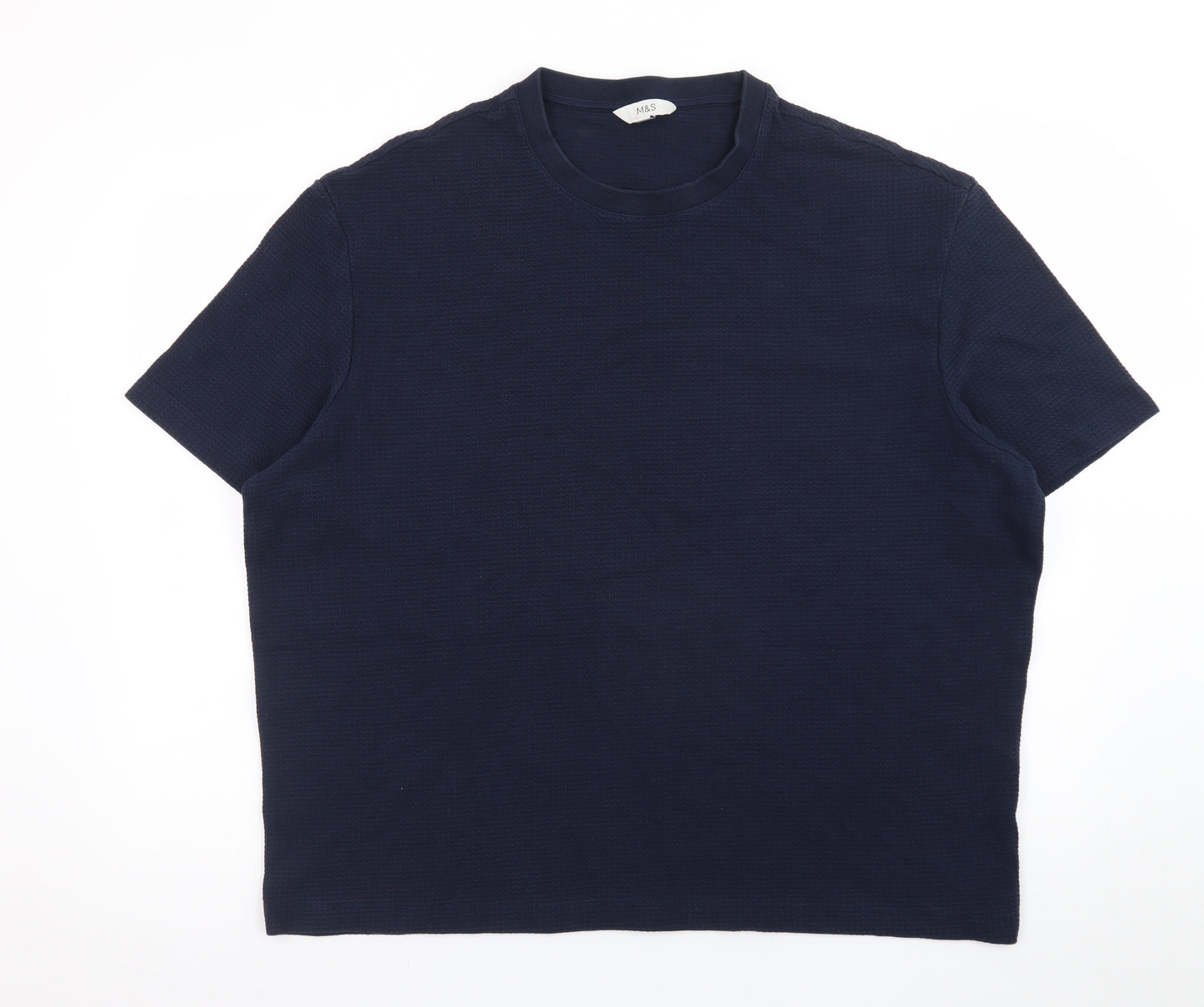 Marks and Spencer Men’s Navy Blue 2XL Regular Fit Crew Neck Cotton T-Shirt