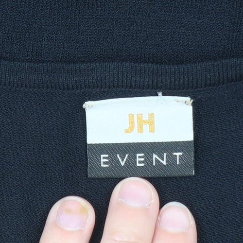JH Event Women Black Beaded Short Sleeve Pullover Jumper Size 16