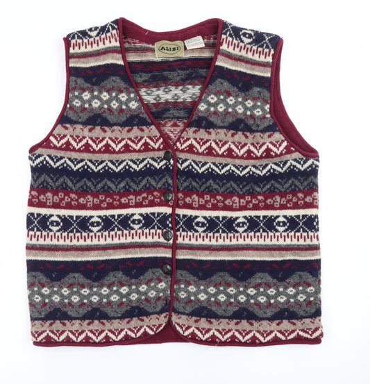 Alibi Women’s Multicoloured Fair Isle Wool Knit Vest L