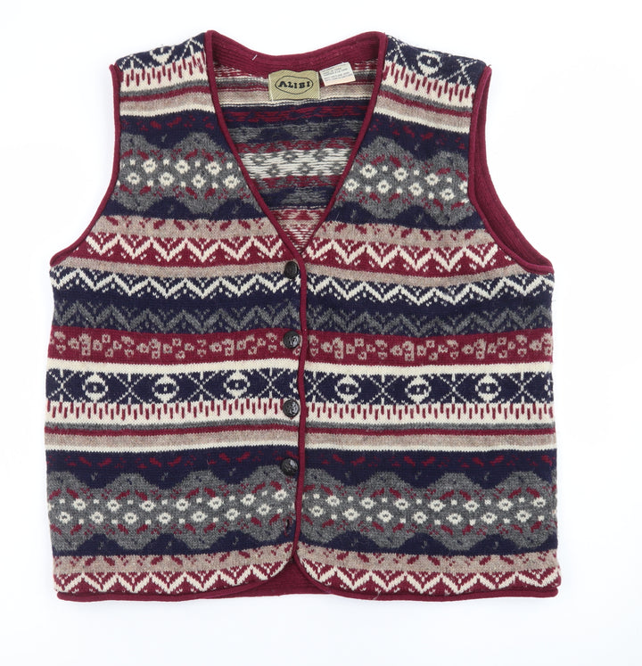 Alibi Women’s Multicoloured Fair Isle Wool Knit Vest L