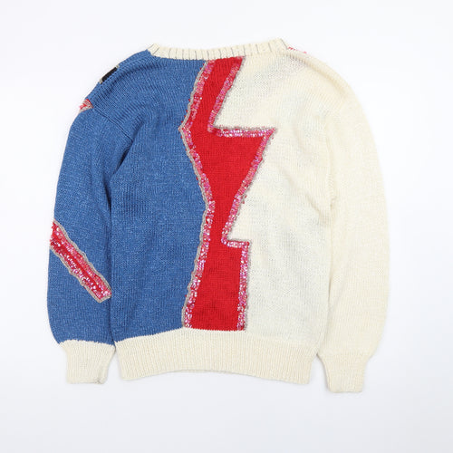 Nannell Women's Multicoloured 80s Sequin Knit Pullover Jumper M