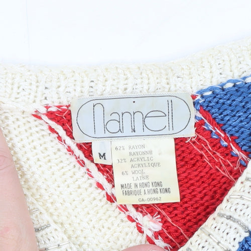 Nannell Women's Multicoloured 80s Sequin Knit Pullover Jumper M