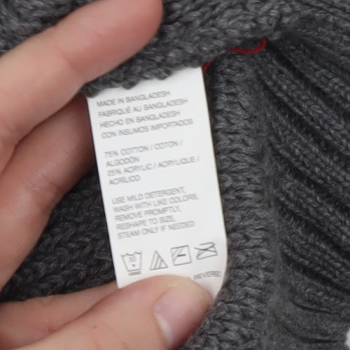 IZOD Men's Grey Fair Isle 1/4 Zip Cotton Jumper Size L