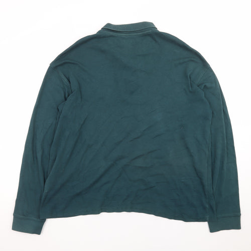 James Pringle Men's Green Long Sleeve Cotton Polo Shirt XL