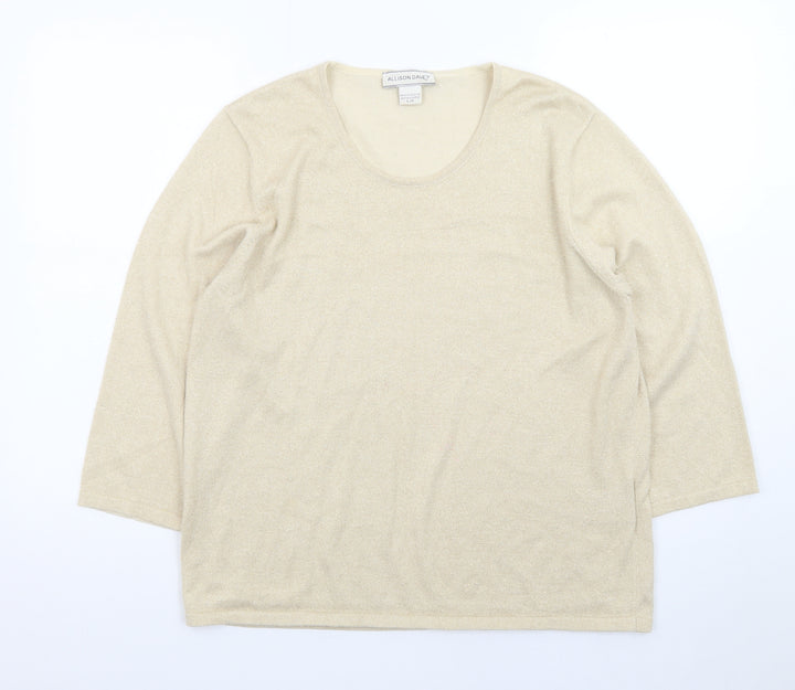 Allison Daley Women's Beige Knit Pullover Jumper L Scoop Neck