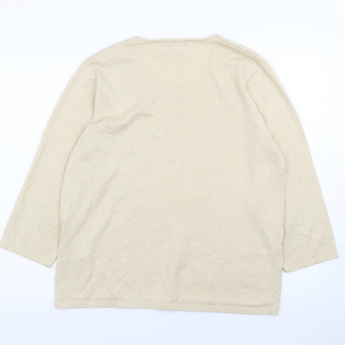 Allison Daley Women's Beige Knit Pullover Jumper L Scoop Neck