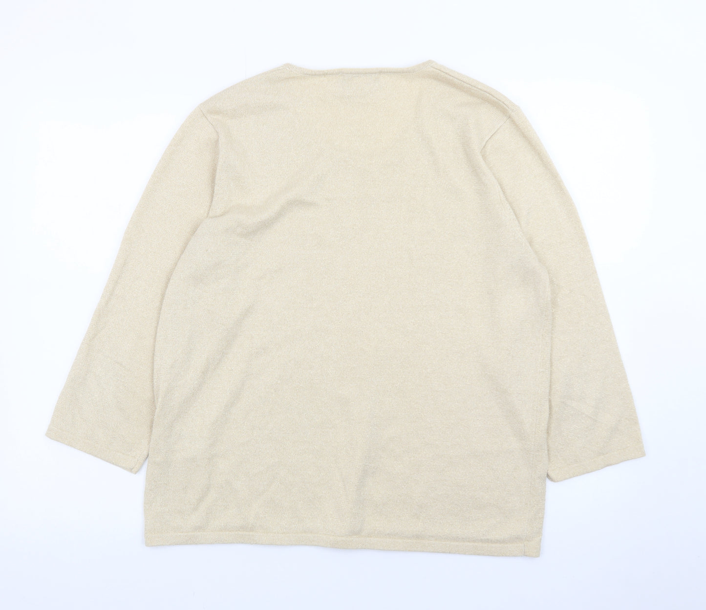 Allison Daley Women's Beige Knit Pullover Jumper L Scoop Neck