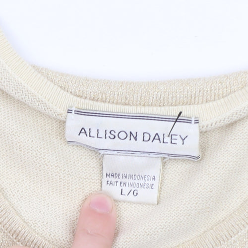 Allison Daley Women's Beige Knit Pullover Jumper L Scoop Neck