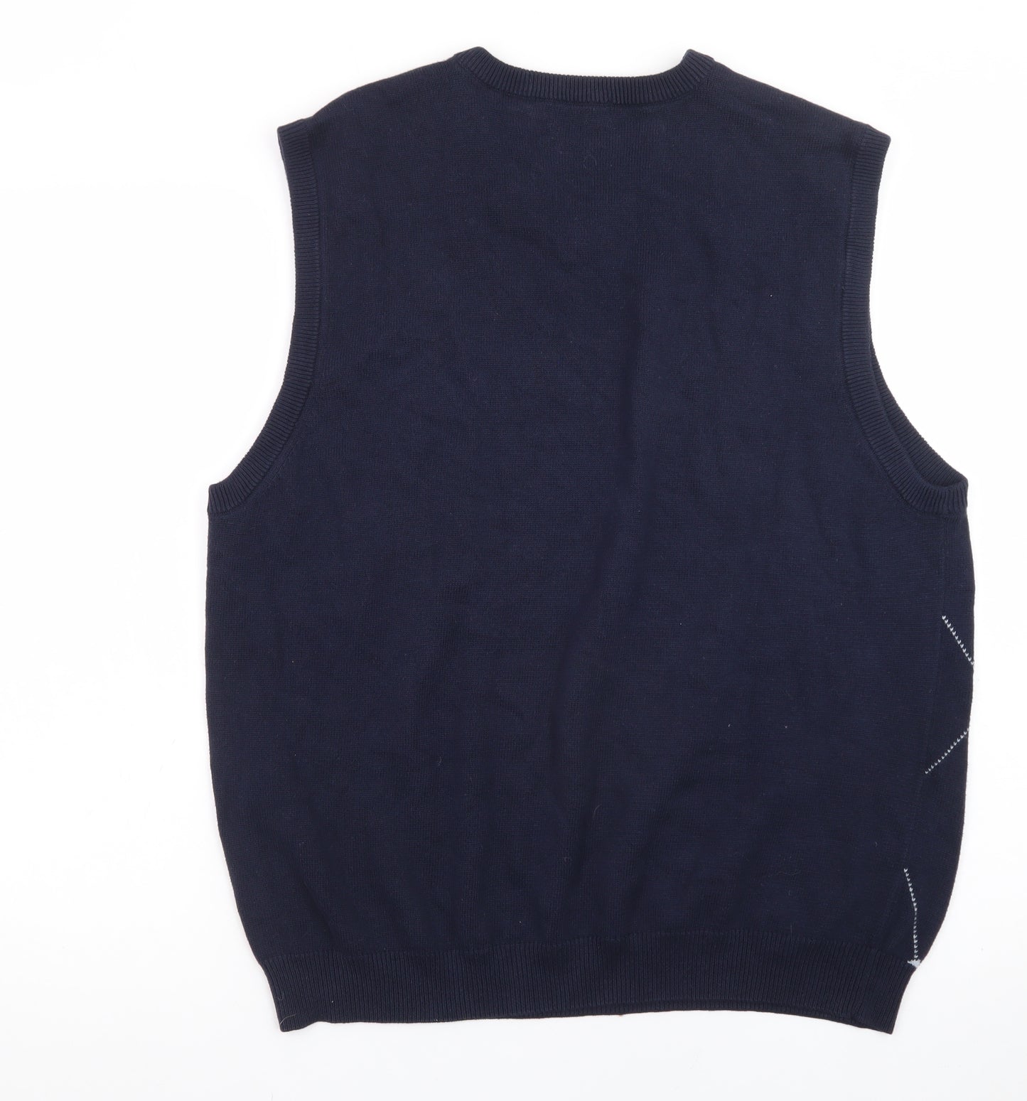 IZOD Men’s Blue Argyle V-Neck Golf Sweater Vest Size M Cotton