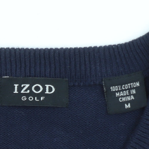 IZOD Men’s Blue Argyle V-Neck Golf Sweater Vest Size M Cotton