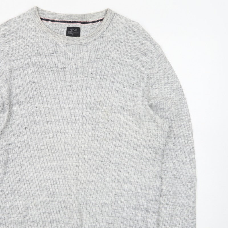 ACW85 Men's Grey V-Neck Knit Pullover Jumper Size M