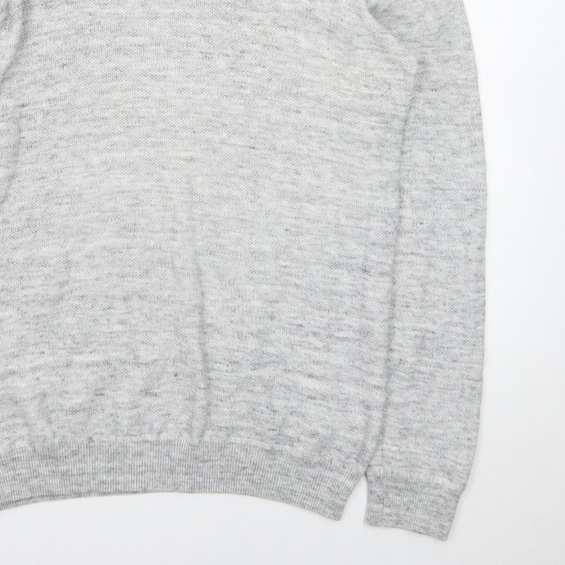 ACW85 Men's Grey V-Neck Knit Pullover Jumper Size M