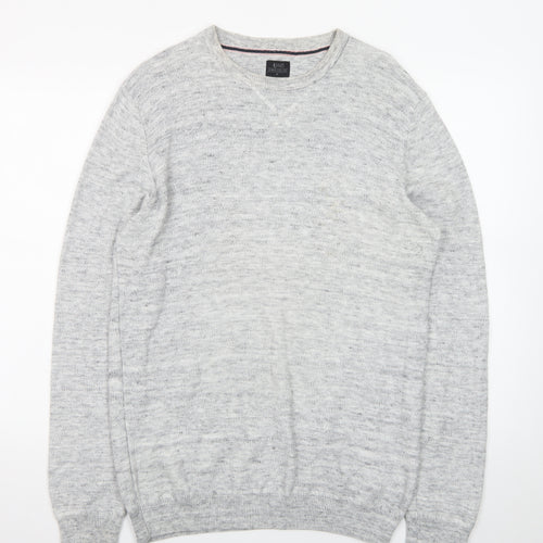 ACW85 Men's Grey V-Neck Knit Pullover Jumper Size M