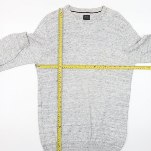 ACW85 Men's Grey V-Neck Knit Pullover Jumper Size M