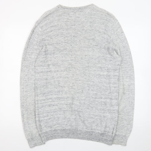 ACW85 Men's Grey V-Neck Knit Pullover Jumper Size M