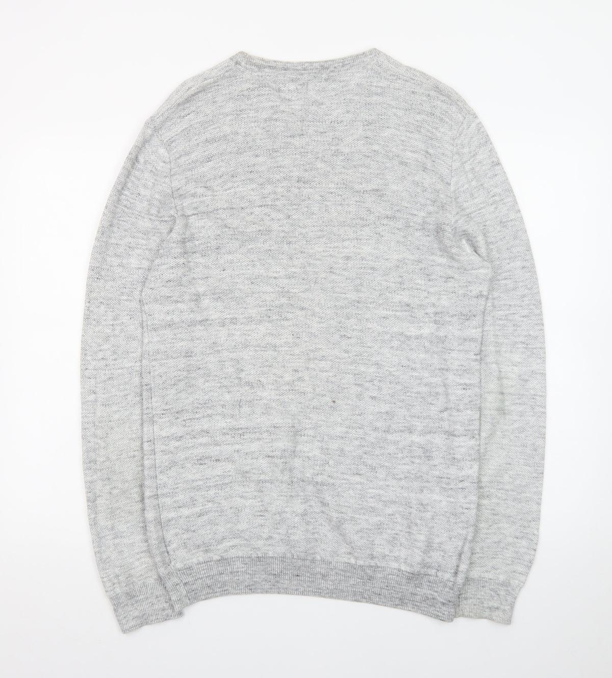 ACW85 Men's Grey V-Neck Knit Pullover Jumper Size M
