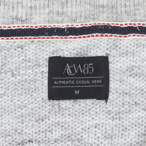 ACW85 Men's Grey V-Neck Knit Pullover Jumper Size M