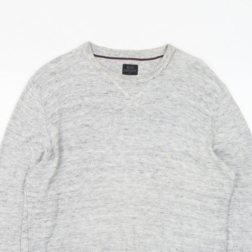 ACW85 Men's Grey V-Neck Knit Pullover Jumper Size M