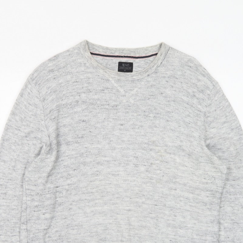 ACW85 Men's Grey V-Neck Knit Pullover Jumper Size M