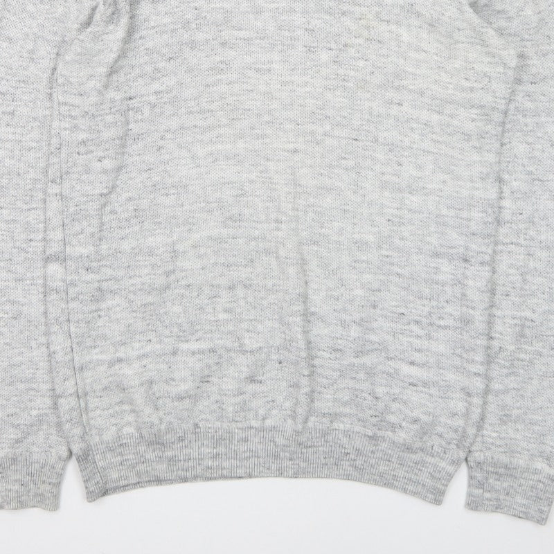 ACW85 Men's Grey V-Neck Knit Pullover Jumper Size M
