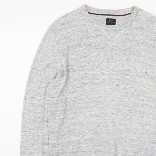 ACW85 Men's Grey V-Neck Knit Pullover Jumper Size M