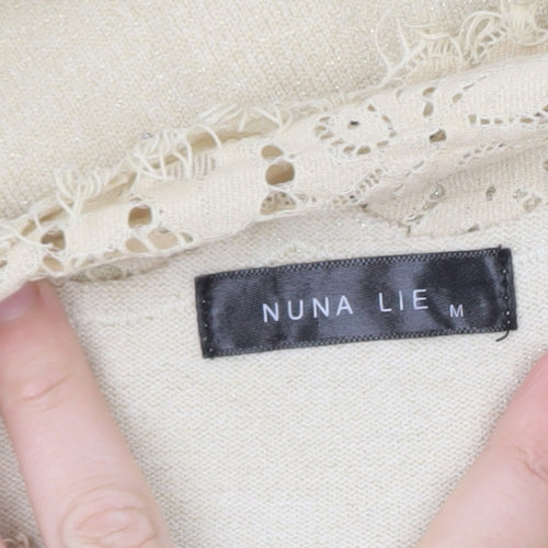 Nuna Lie Women Beige Lace Knit Pullover Jumper Size M