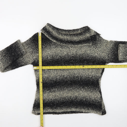 Precis Petite Women's Grey Striped Chunky Knit Wool Blend Jumper Size S