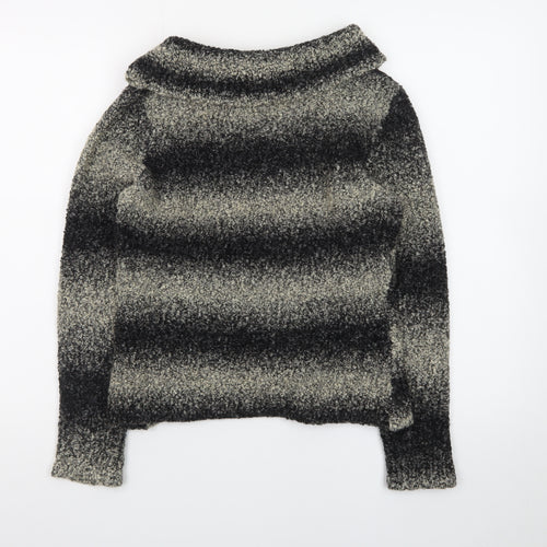 Precis Petite Women's Grey Striped Chunky Knit Wool Blend Jumper Size S