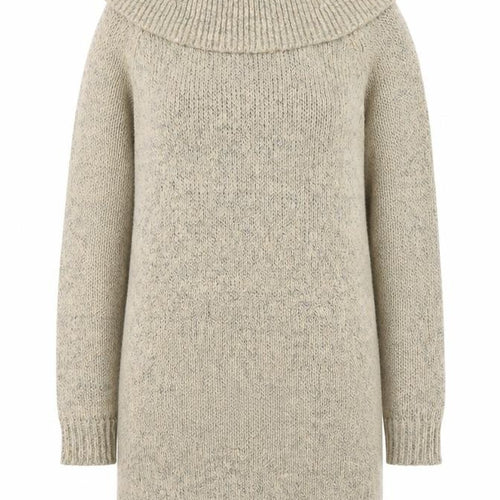 New Look Womens Beige Knit Roll Neck Jumper Dress M