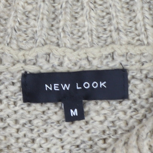 New Look Womens Beige Knit Roll Neck Jumper Dress M