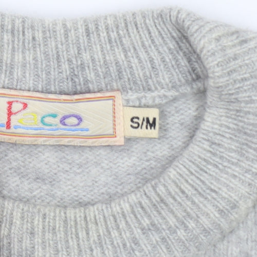 Paco Womens Grey Wool Aztec Knit Pullover Jumper S Vintage