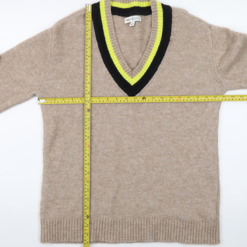 Marks and Spencer Bella Freud Womens Beige V-Neck Wool Jumper M