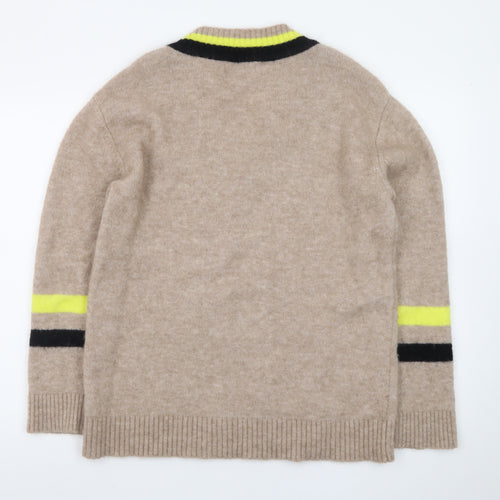 Marks and Spencer Bella Freud Womens Beige V-Neck Wool Jumper M