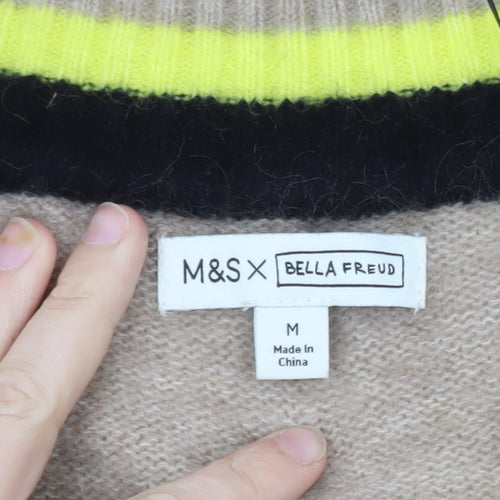 Marks and Spencer Bella Freud Womens Beige V-Neck Wool Jumper M
