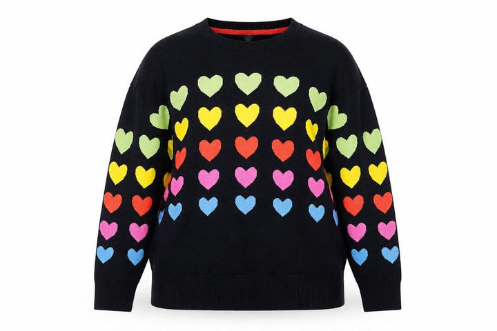 M&Co Women’s Multicoloured Heart Pattern Cotton Jumper UK 10