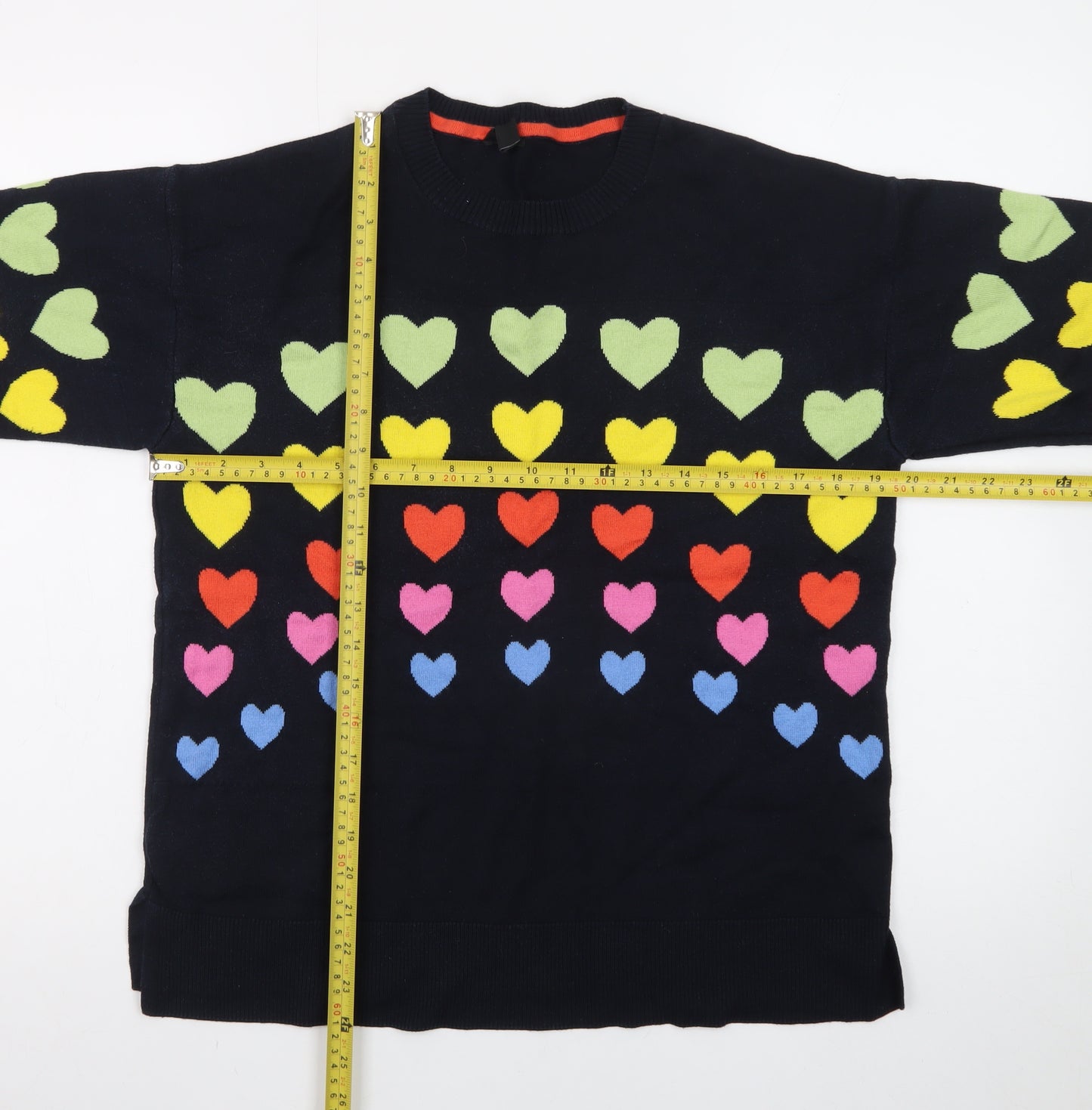 M&Co Women’s Multicoloured Heart Pattern Cotton Jumper UK 10